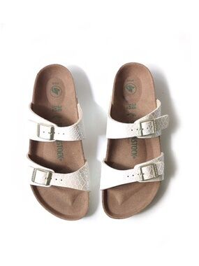 NEW BIRKENSTOCK WOMENS SYDNEY SLIDE SANDALS ANIMAL PRINT PEARL SNAKE 41 US 10